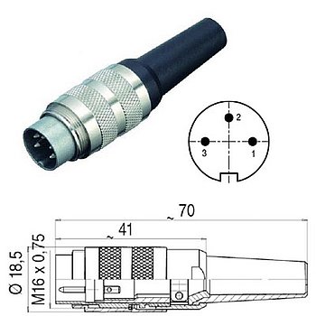 3-pin cable plug for ECS/LEVEL